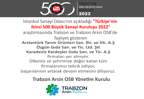 TÜRKİYE’NİN İKİNCİ 500 BÜYÜK SANAYİ KURULUŞU 2022” ARAŞTIRMA SONUÇLARI AÇIKLANDI.